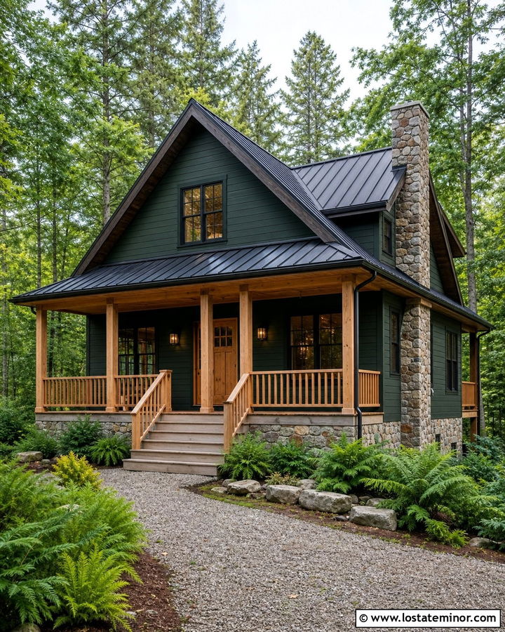 Hunter Green House With Pine Porch Ceiling - 30 Hunter Green House Design With Porch Ceiling Ideas