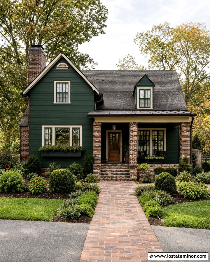 Hunter Green House With Reclaimed Brick - 30 Hunter Green House Design With Brick Accents Ideas