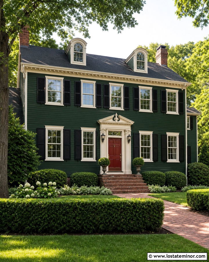 Hunter Green House With Red Front Door - 30 Hunter Green House Design With Front Door Ideas