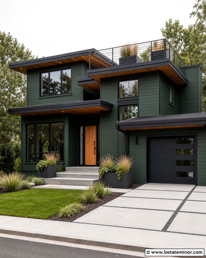 Hunter Green House With Rooftop Deck - 30 Hunter Green House Design With Deck Ideas