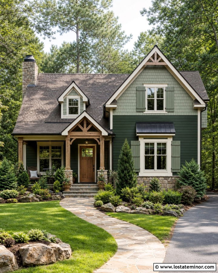 Hunter Green House With Sage Accents - 30 Hunter Green House Design With Accents Ideas