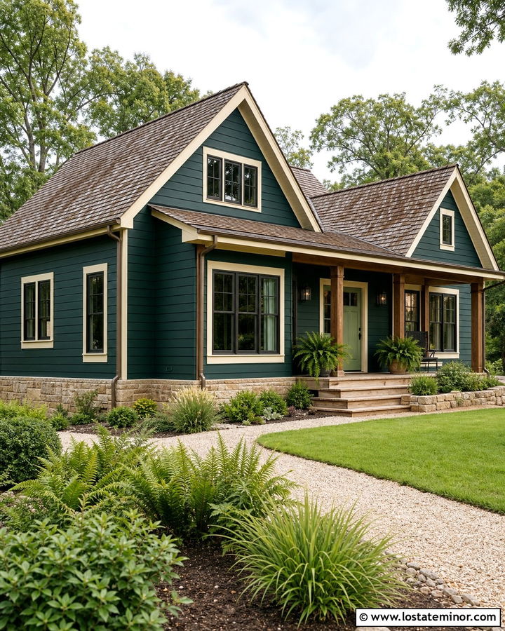 Hunter Green House With Sage Green Entry Door - 30 Hunter Green House Design With Entry Door Ideas