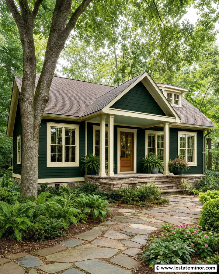 Hunter Green House With Sage Porch Ceiling - 30 Hunter Green House Design With Porch Ceiling Ideas
