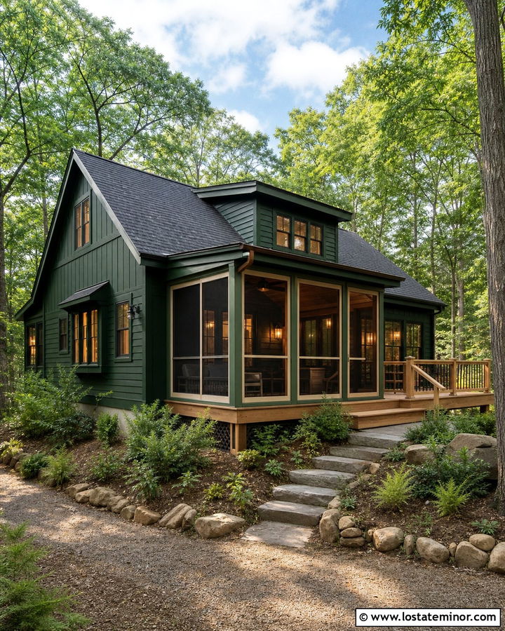 Hunter Green House With Screened Deck - 30 Hunter Green House Design With Deck Ideas