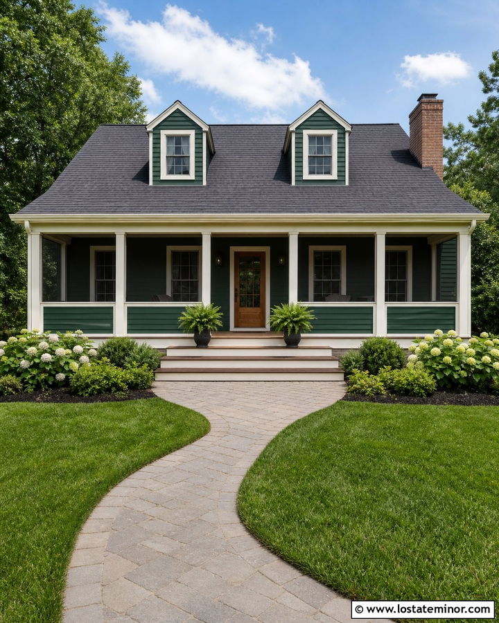 Hunter Green House With Screened Front Porch - 30 Hunter Green House Design With Front Porch Ideas