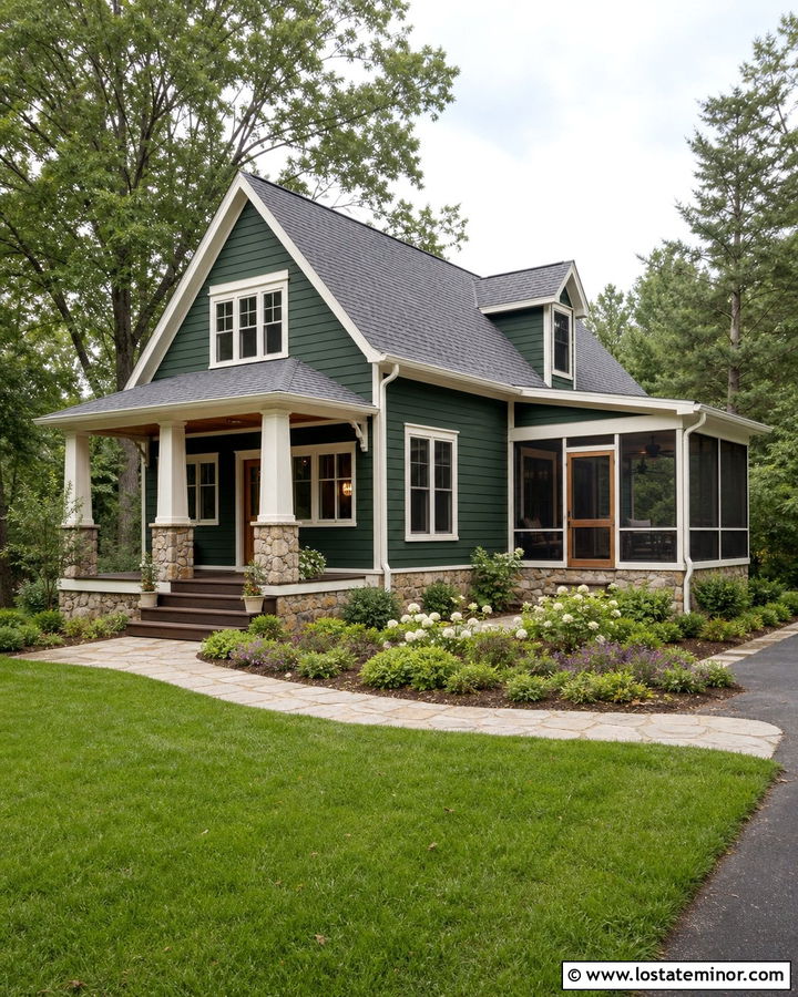 Hunter Green House With Screened Side Porch - 30 Hunter Green House Design With Screen Door Ideas