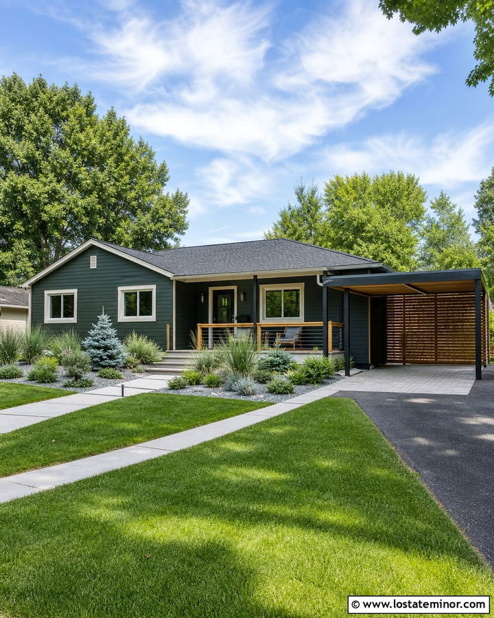 Hunter Green House With Slatted Carport Screen - 30 Hunter Green House Design With Carport Ideas
