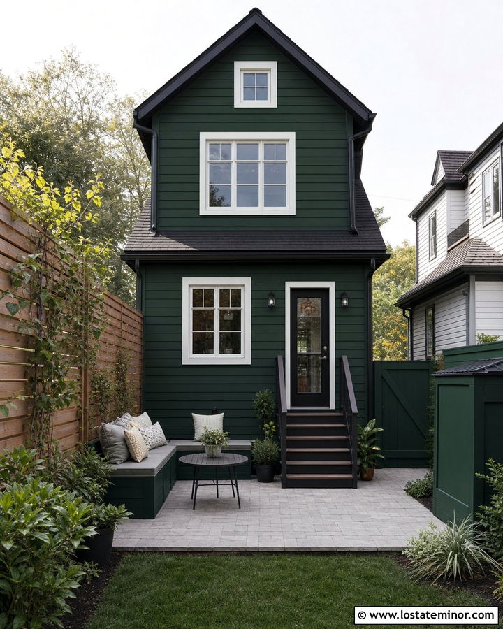 Hunter Green House With Small Backyard Patio - 30 Hunter Green House Design With Backyard Ideas