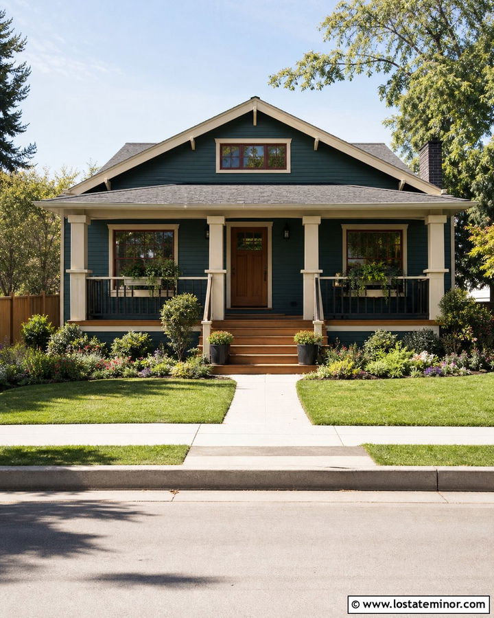 Hunter Green House With Small Front Deck - 30 Hunter Green House Design With Deck Ideas