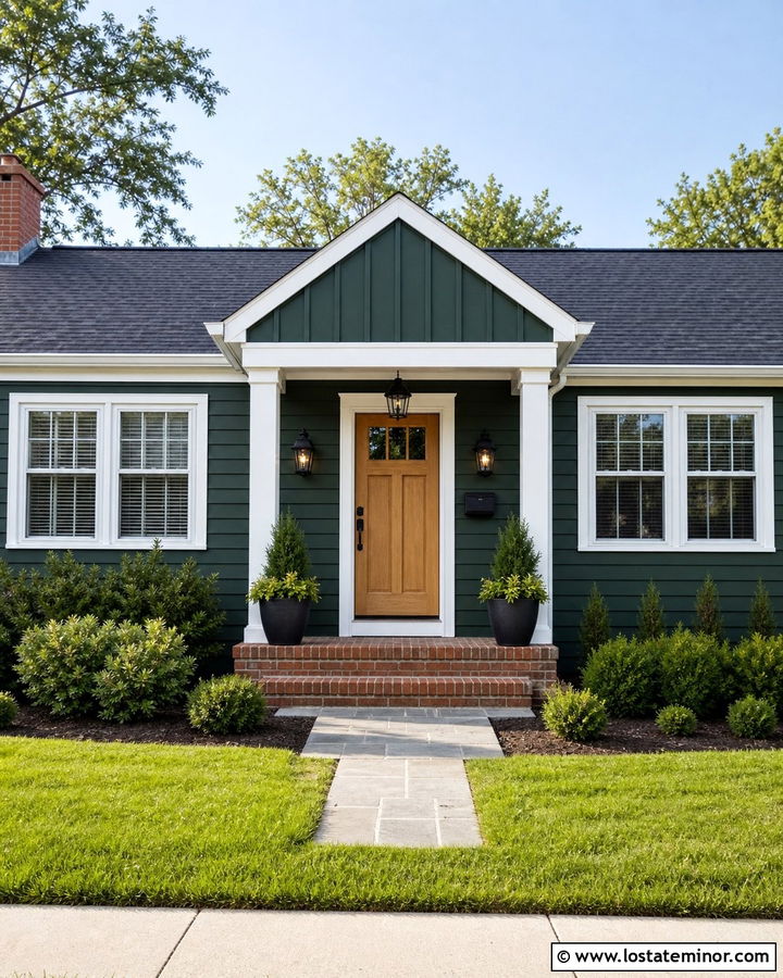 Hunter Green House With Small Portico Columns - 30 Hunter Green House Design With Porch Columns Ideas