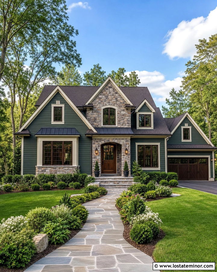 Hunter Green House With Stone Dormers - 30 Hunter Green House Design With Dormers Ideas