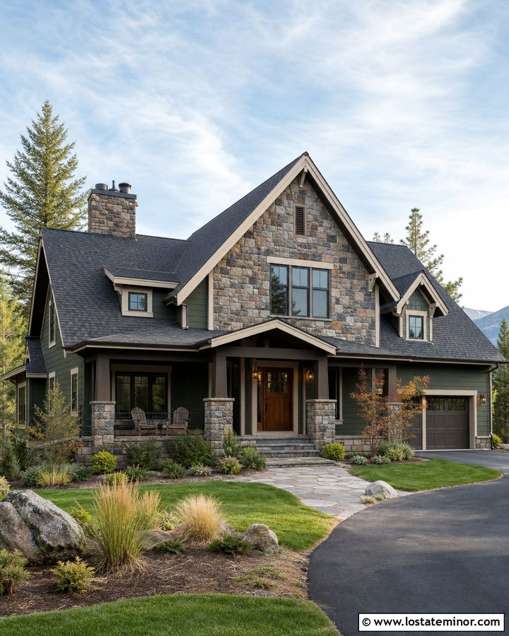 Hunter Green House With Stone Gables - 30 Hunter Green House Design With Gables Ideas
