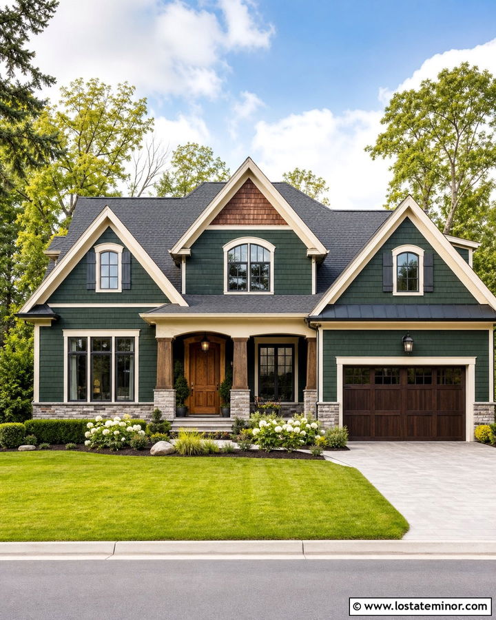 Hunter Green House With Three Front Gables - 30 Hunter Green House Design With Gables Ideas