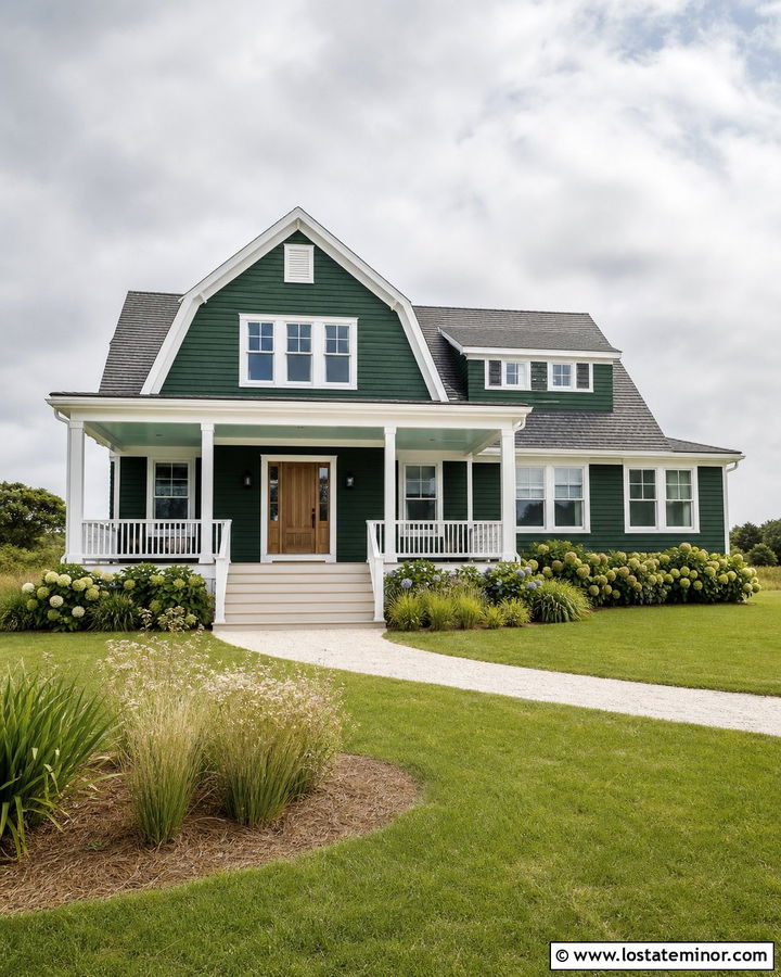 Hunter Green House With Turquoise Porch Ceiling - 30 Hunter Green House Design With Porch Ceiling Ideas