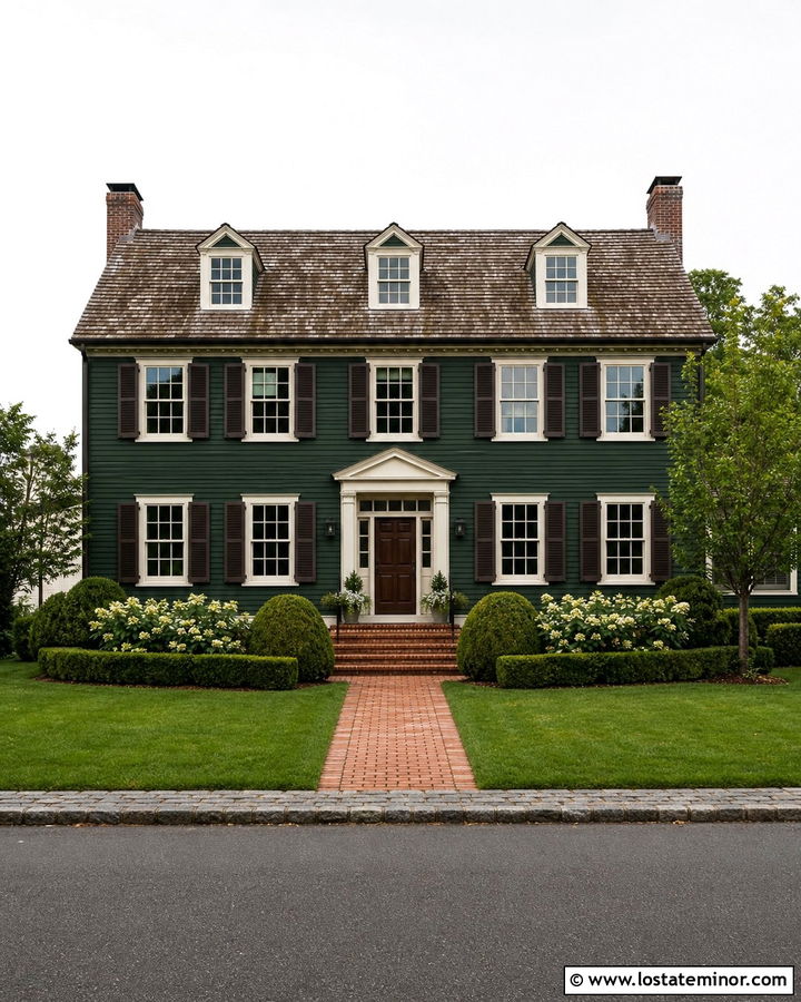 Hunter Green House With Weathered Wood Roof - 30 Hunter Green House Design With Roof Ideas