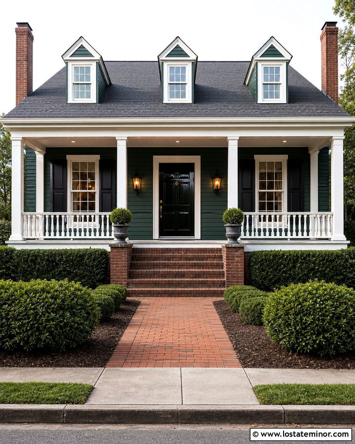 Hunter Green House With White Beadboard Porch Ceiling - 30 Hunter Green House Design With Porch Ceiling Ideas