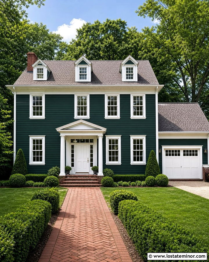 Hunter Green House With White Entry Door - 30 Hunter Green House Design With Entry Door Ideas