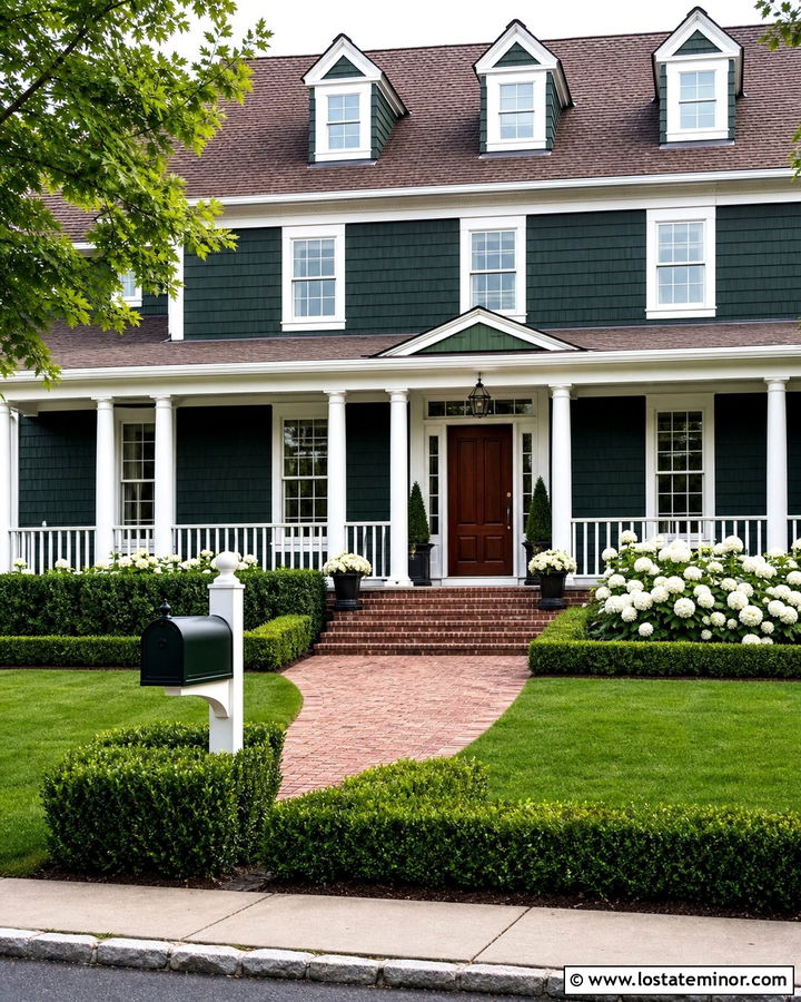 Hunter Green House With White Mailbox Post - 30 Hunter Green House Design With Mailbox Ideas