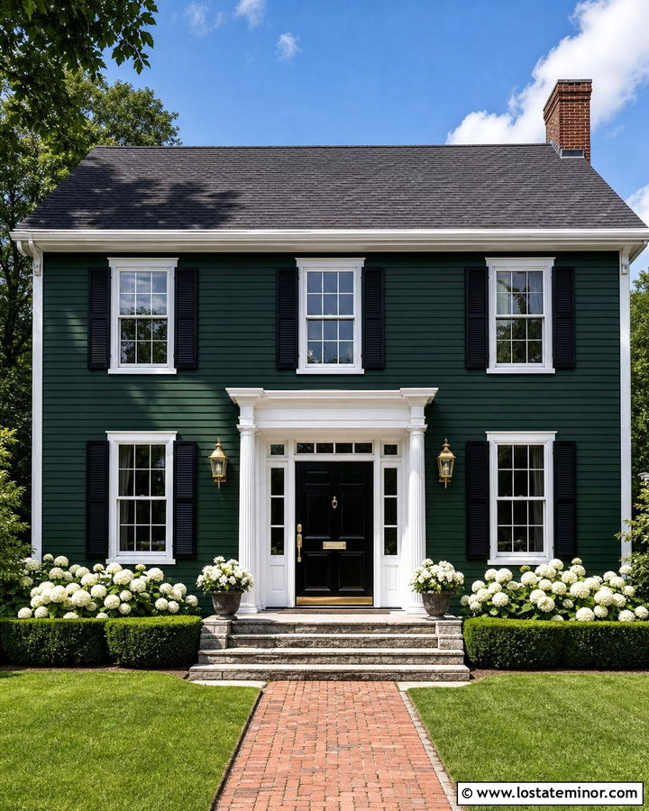 Hunter Green House With White Trim - 30 Hunter Green House Design With Accents Ideas