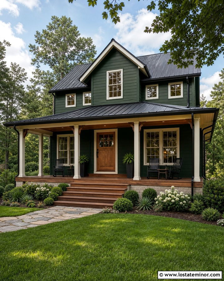 Hunter Green House With Wraparound Porch And Wood Dutch Door - 30 Hunter Green House Design With Dutch Door Ideas