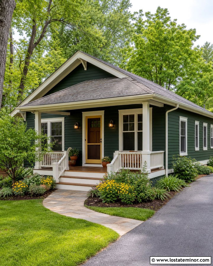 Hunter Green House With Yellow Screen Door - 30 Hunter Green House Design With Screen Door Ideas