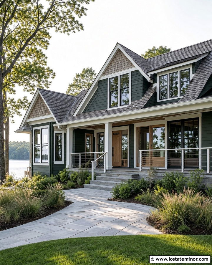 Hunter Green Lake House With Driftwood Shingles - 30 Hunter Green House Design With Shingles Ideas
