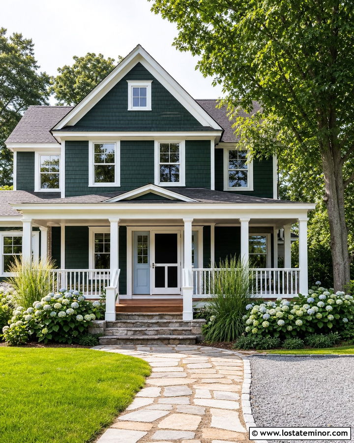 Hunter Green Lake House With Full View Screen Door - 30 Hunter Green House Design With Screen Door Ideas