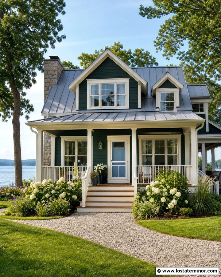 Hunter Green Lake House With Retractable Screen Door - 30 Hunter Green House Design With Storm Door Ideas