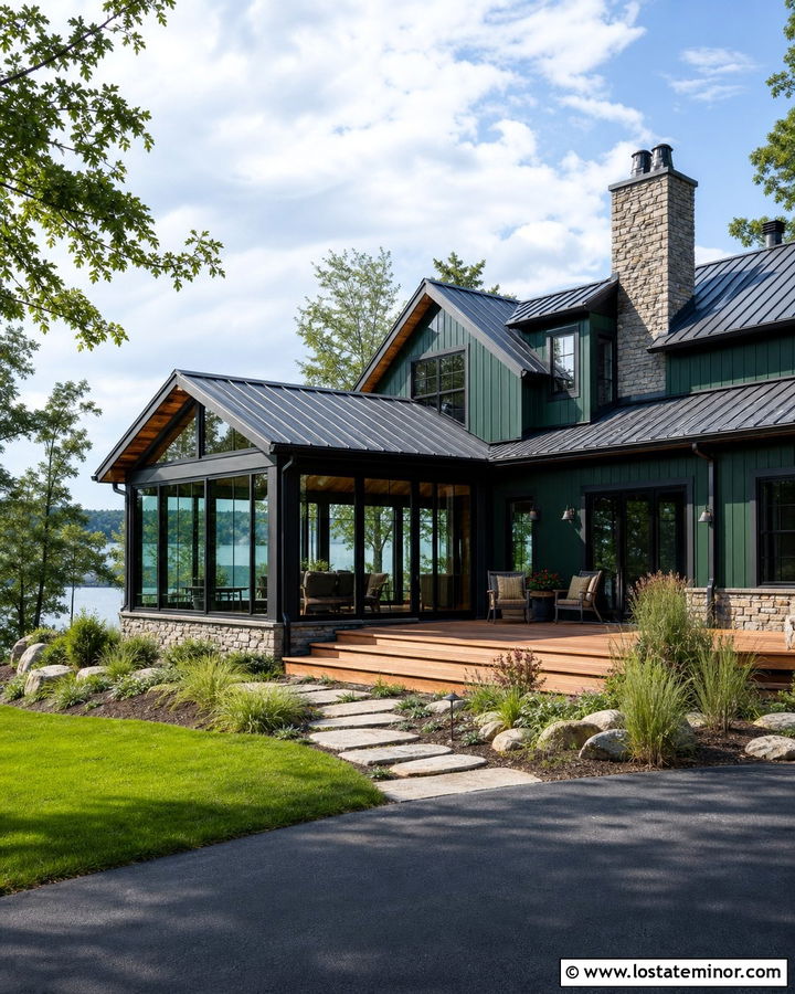 Hunter Green Lake House With View Sunroom - 30 Hunter Green House Design With Sunroom Ideas