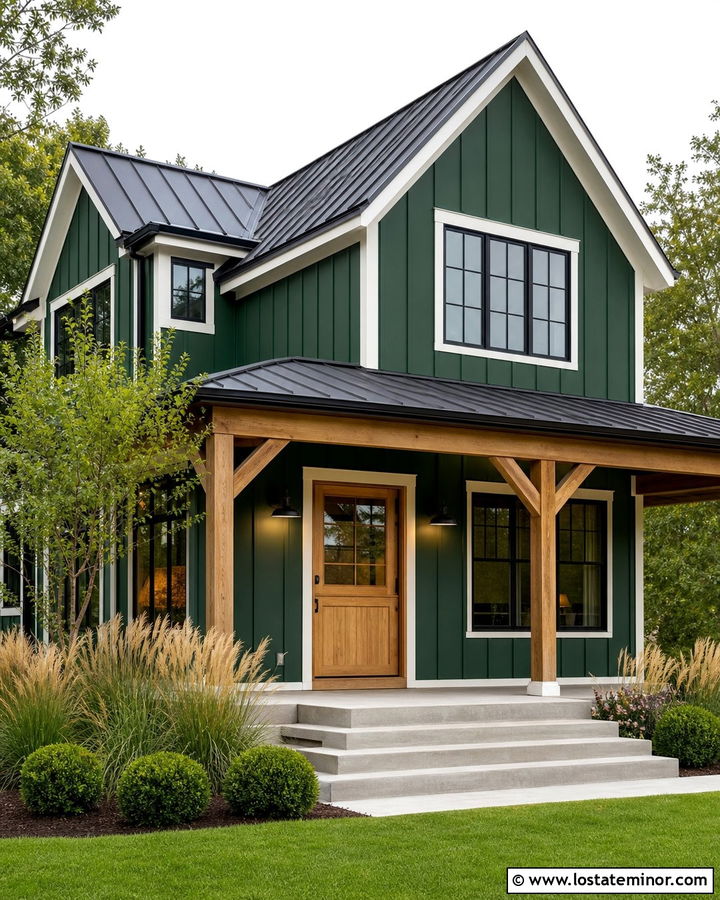 Hunter Green Modern Farmhouse With Wood Dutch Door - 30 Hunter Green House Design With Dutch Door Ideas