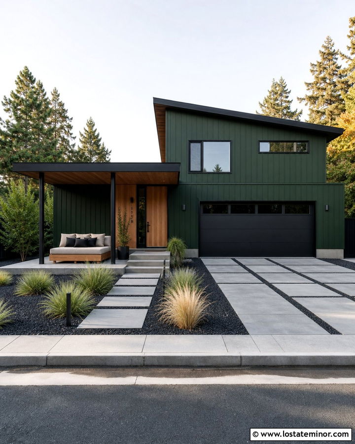 Hunter Green Modern House With Platform Daybed - 30 Hunter Green House Design With Daybed Ideas