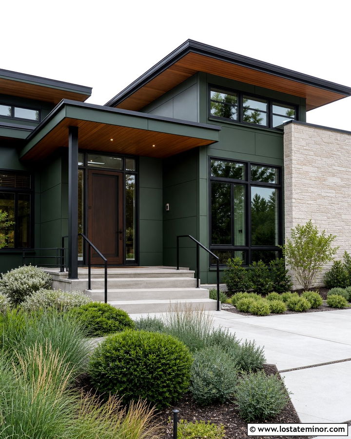 Hunter Green Modern House With Retractable Screen Door - 30 Hunter Green House Design With Screen Door Ideas