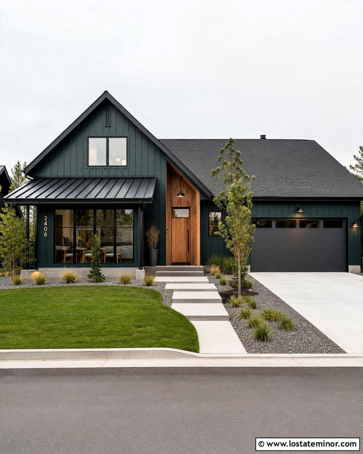 Hunter Green Modern House With Shed Roof Sunroom - 30 Hunter Green House Design With Sunroom Ideas
