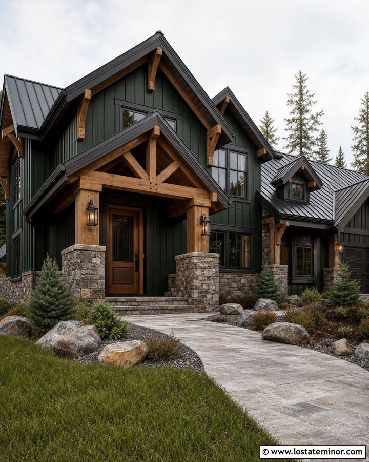Hunter Green Mountain House With Metal Screen Door - 30 Hunter Green House Design With Screen Door Ideas