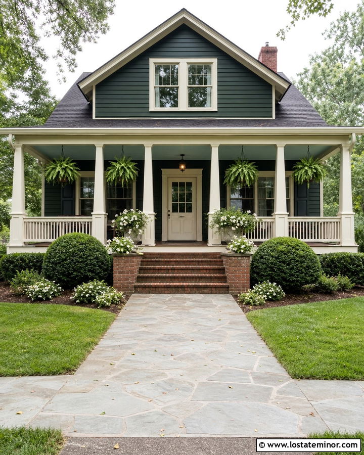 Hunter Green Porch House With Cream Dutch Door - 30 Hunter Green House Design With Dutch Door Ideas