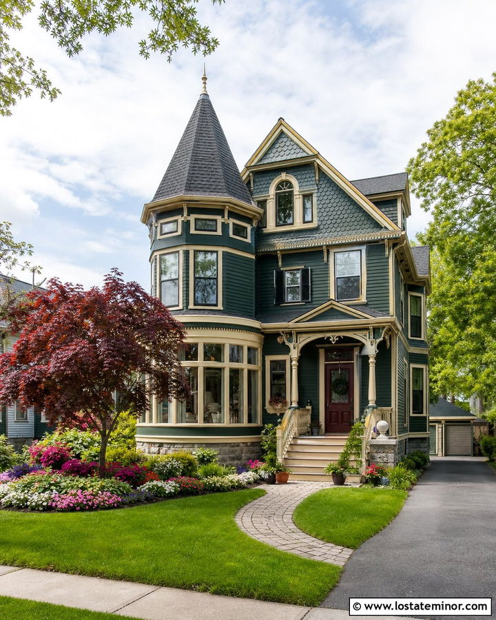 Hunter Green Queen Anne House With Turret Sunroom - 30 Hunter Green House Design With Sunroom Ideas