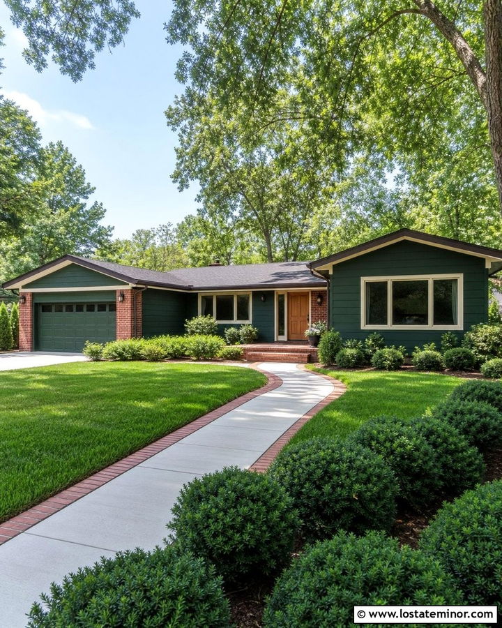 Hunter Green Ranch House With Brick - 30 Hunter Green House Design With Brick Accents Ideas