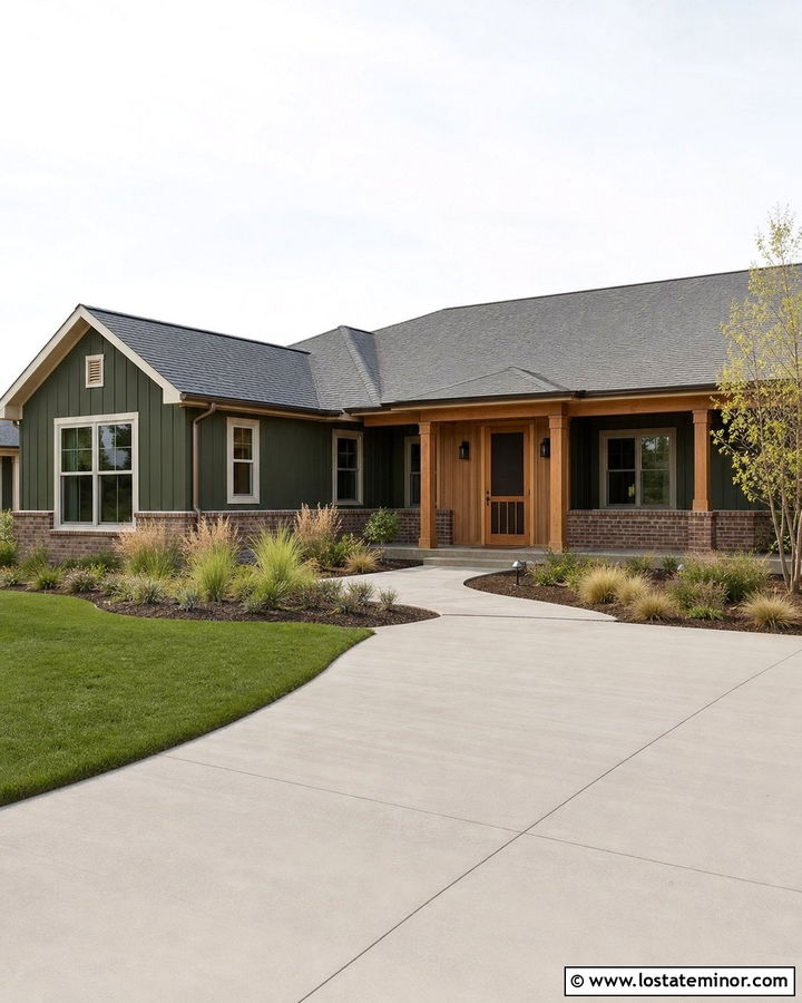 Hunter Green Ranch House With Cedar Screen Door - 30 Hunter Green House Design With Screen Door Ideas