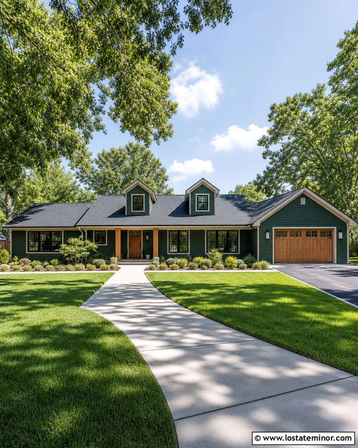 Hunter Green Ranch With Added Dormers - 30 Hunter Green House Design With Dormers Ideas