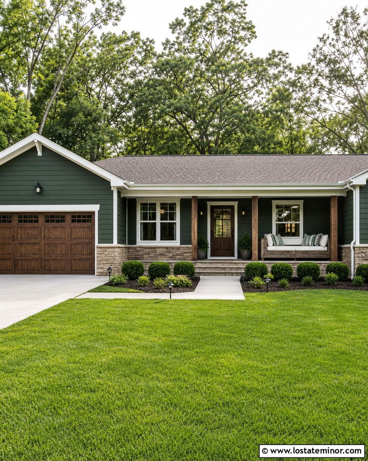 Hunter Green Ranch With Built In Porch Daybed - 30 Hunter Green House Design With Daybed Ideas