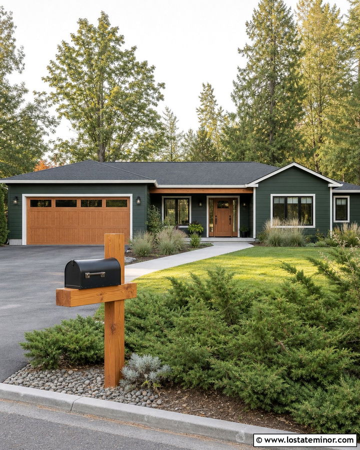 Hunter Green Ranch With Cedar Mailbox - 30 Hunter Green House Design With Mailbox Ideas