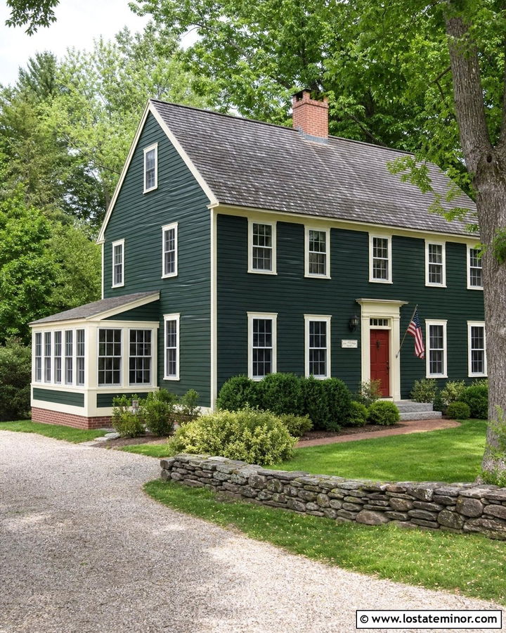 Hunter Green Saltbox With Side Sunroom - 30 Hunter Green House Design With Sunroom Ideas