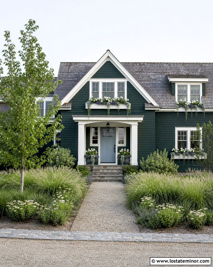 Hunter Green Shingle House With Cedar Window Boxes - 30 Hunter Green House Design With Window Boxes Ideas