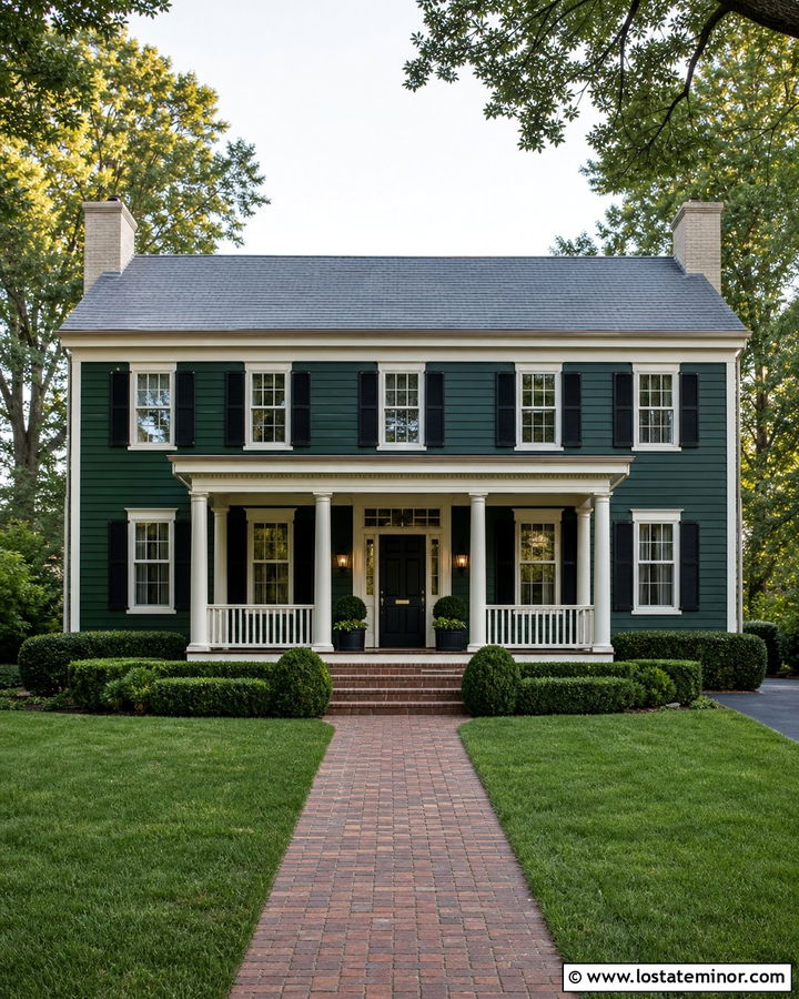 Hunter Green Siding With Black Shutters - 30 Hunter Green House Design With Siding Ideas