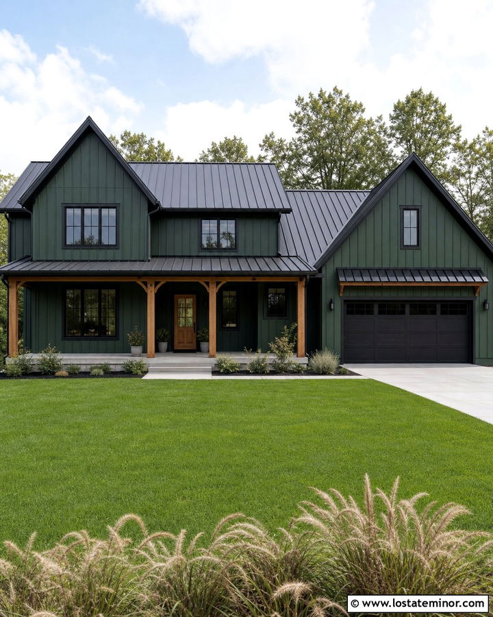 Hunter Green Siding With Black Trim - 30 Hunter Green House Design With Siding Ideas