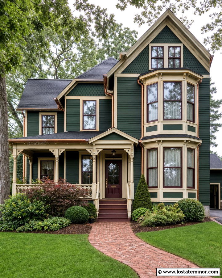 Hunter Green Siding With Copper Accents - 30 Hunter Green House Design With Siding Ideas