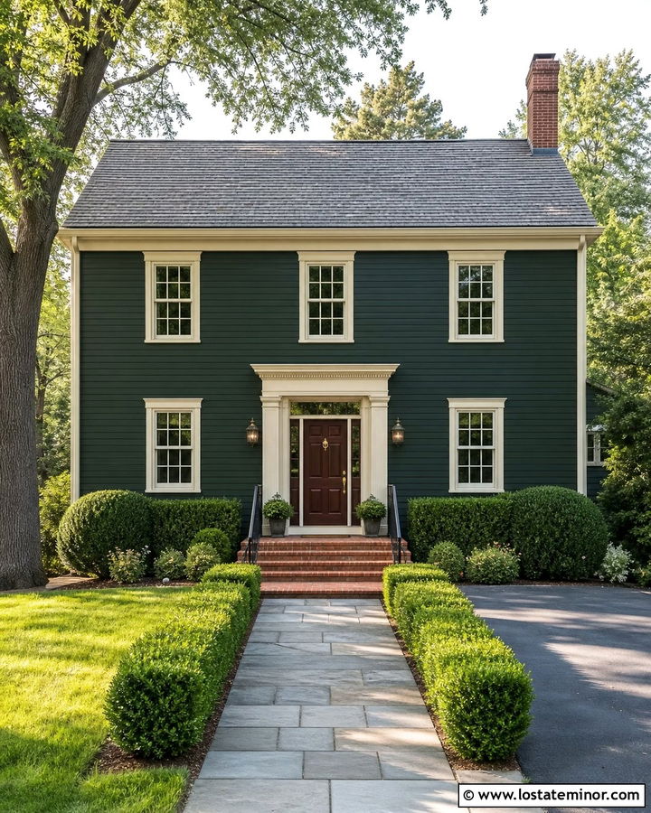 Hunter Green Siding With Cream Trim - 30 Hunter Green House Design With Siding Ideas