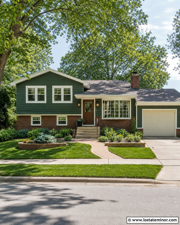 Hunter Green Siding With Red Brick - 30 Hunter Green House Design With Siding Ideas