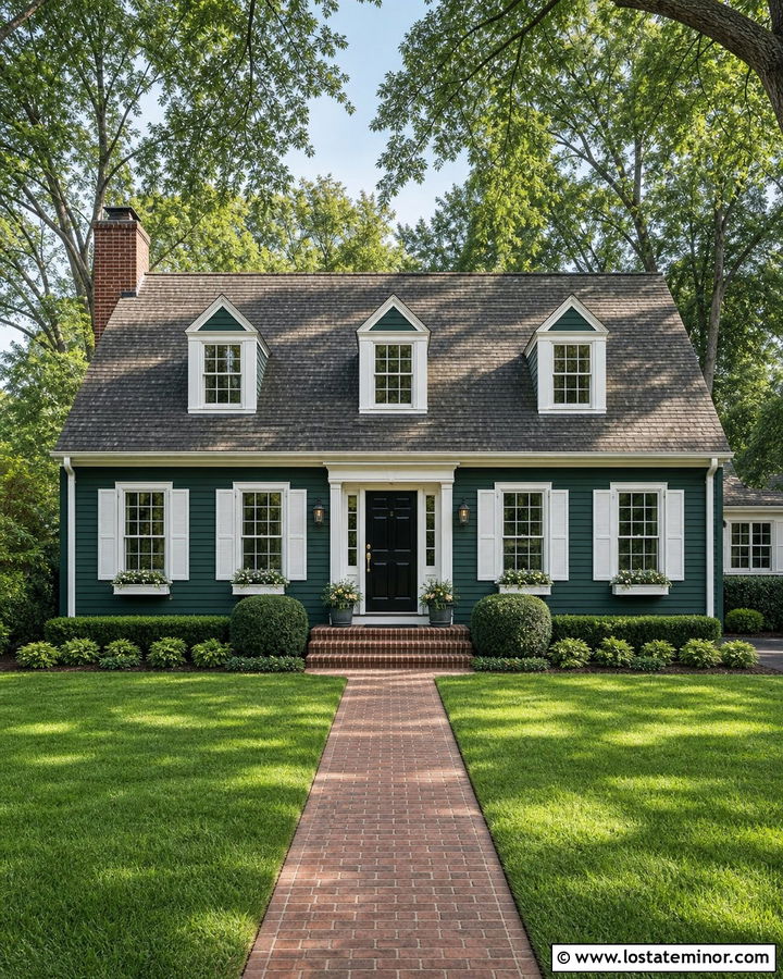 Hunter Green Siding With White Shutters - 30 Hunter Green House Design With Siding Ideas
