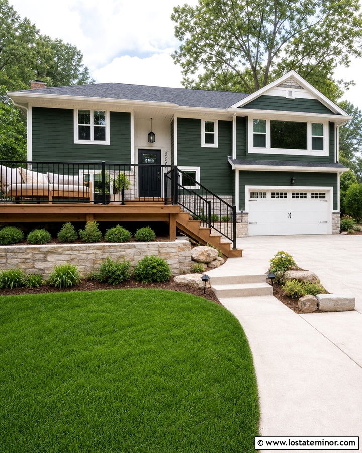 Hunter Green Split Level With Deck Daybed - 30 Hunter Green House Design With Daybed Ideas
